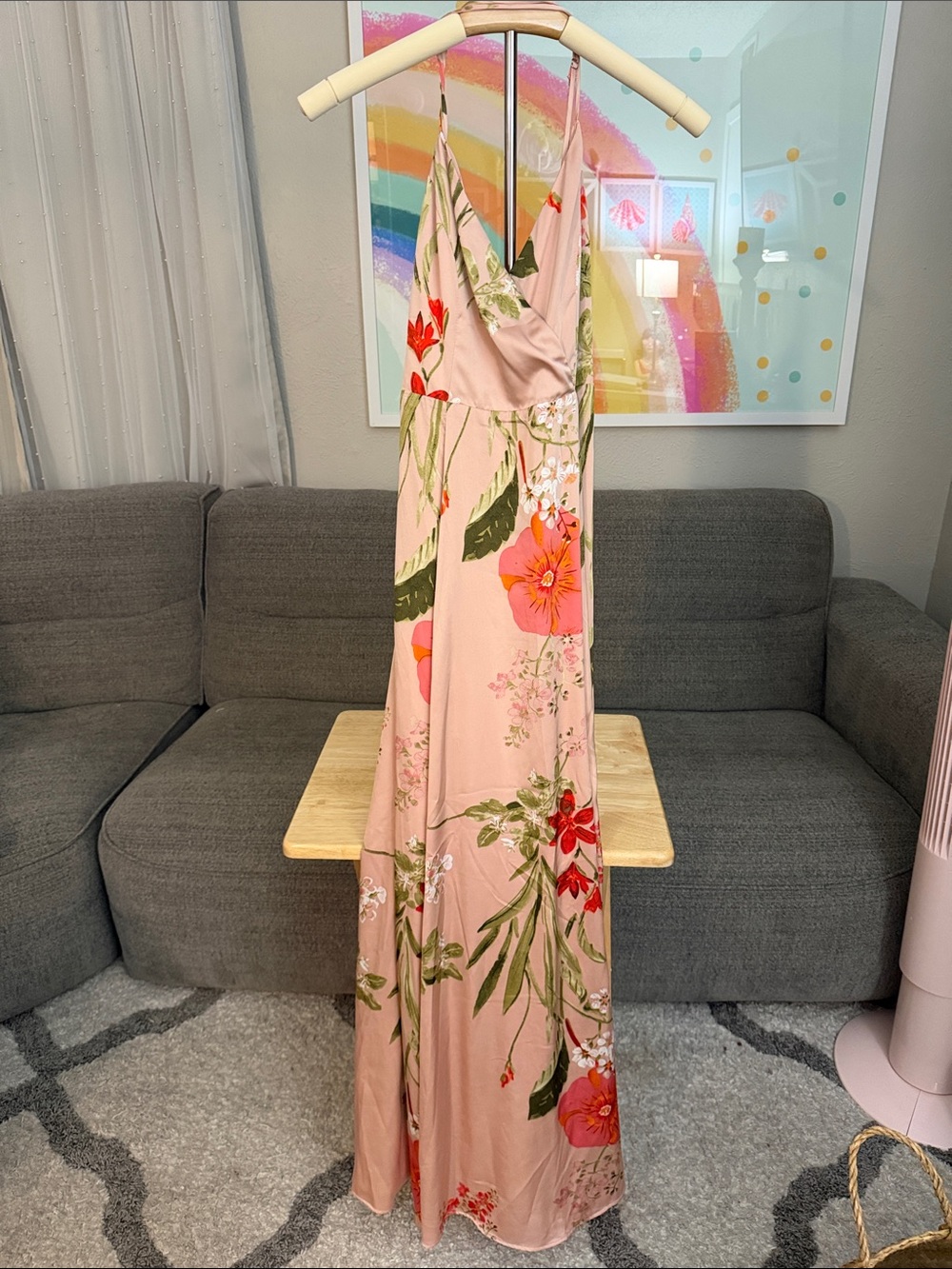 Lulu's Blush Pink Floral Maxi Dress